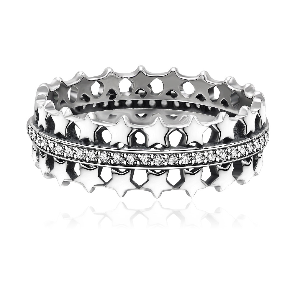 Double Row Star Shine CZ Stacking Ring